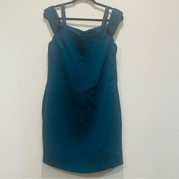 Greylin Revolve Alex Off Shoulder Mini Ribbed Dress Teal Green Sz.L NWT - Picture 2 of 8